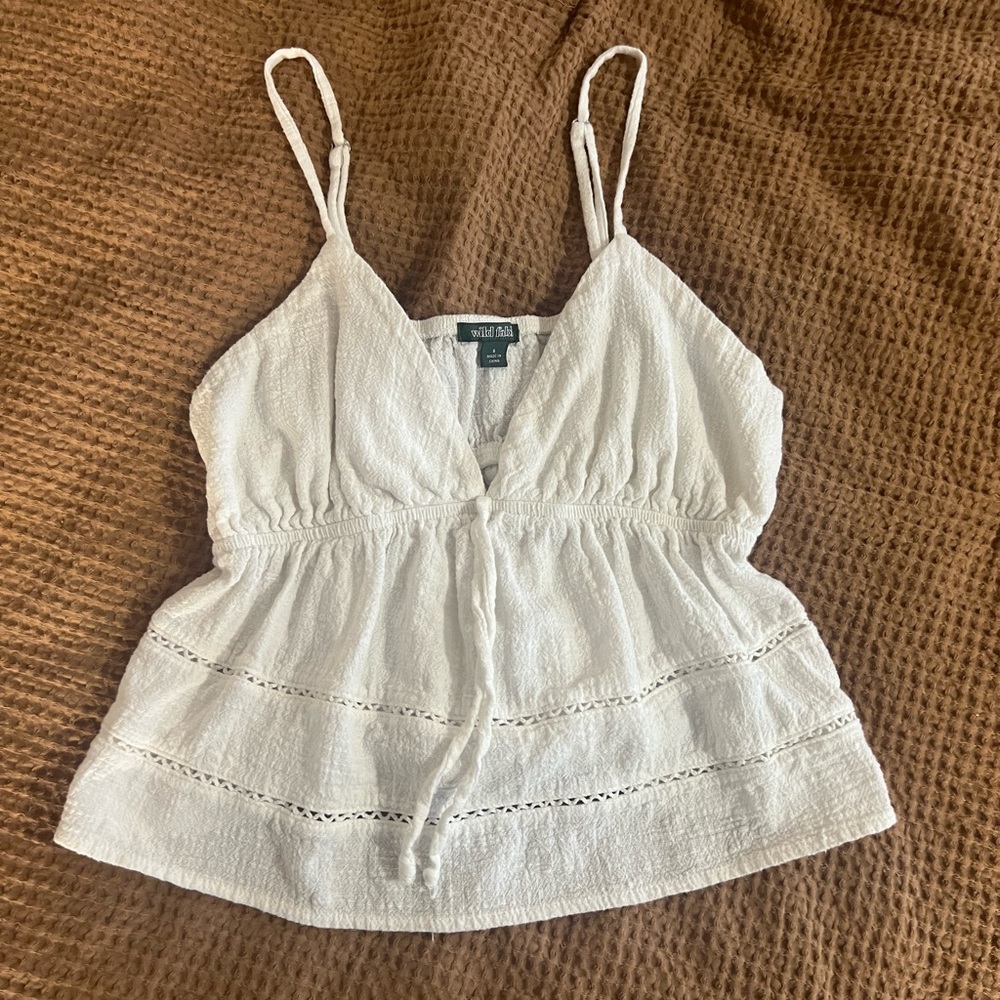 White cropped babydoll tank top